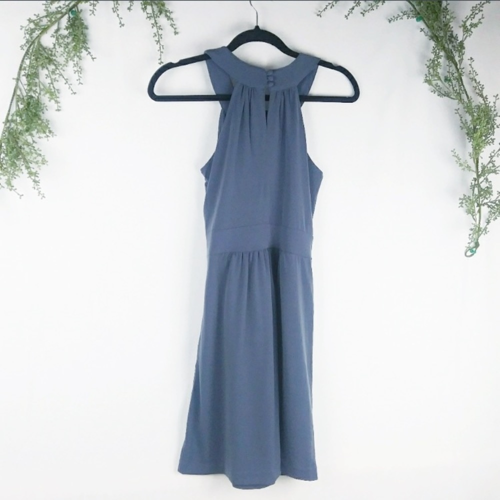 Banana Republic Blue Gray Faux Wrap Halter Dress 0 - Picture 2 of 7